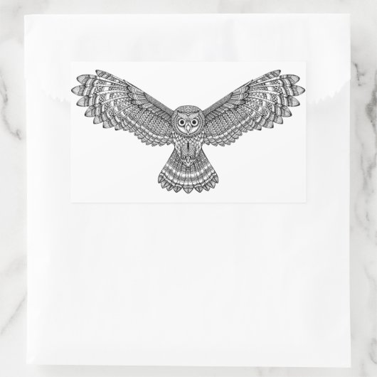 Vliegende Uil Zendoodle Rechthoekige Sticker (Tas)