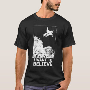 Vliegende Unicorn die ik wil geloven in een uap ou T-shirt