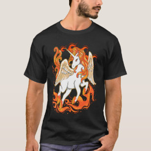Vliegende Unicorn Horse Fire kostuum Colorful T-shirt