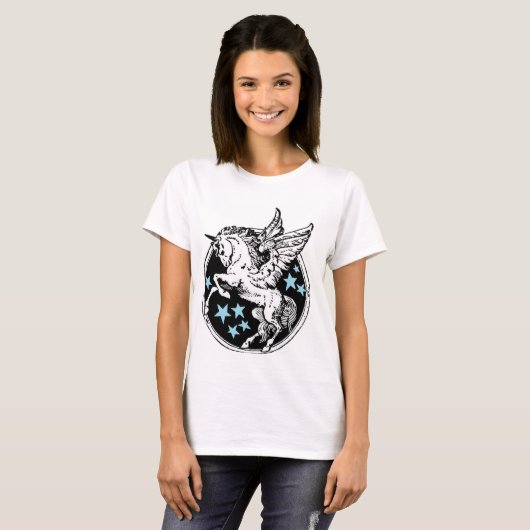 Vliegende Unicorn Pegasus-shirt T-shirt (Voorkant volledig)