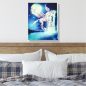 Vliegende Unicorn Waterfall Fantasy Horse Art Canvas Afdruk (Insitu (Slaapkamer))