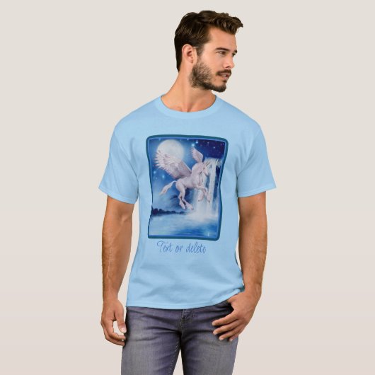 Vliegende Unicorn Waterfall Fantasy Horse T-shirt (Voorkant volledig)