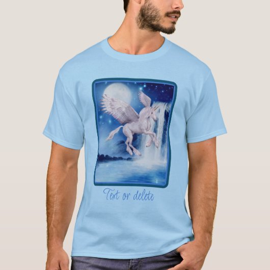 Vliegende Unicorn Waterfall Fantasy Horse T-shirt (Voorkant)