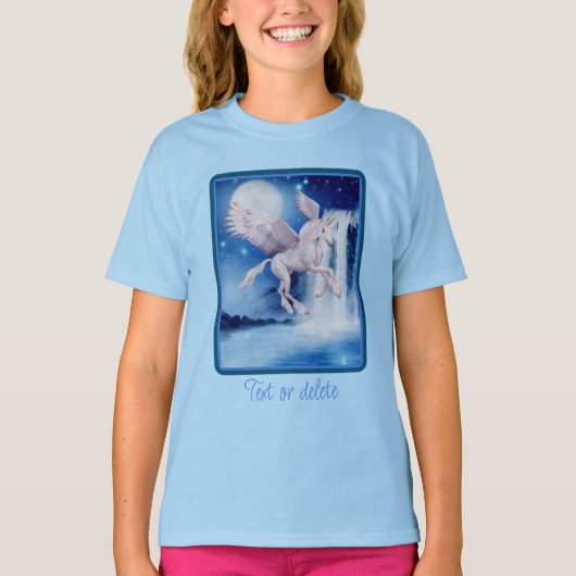 Vliegende Unicorn Waterfall Fantasy Horse T-shirt (Voorkant)