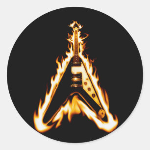 Vliegende V-gitaar Ronde Sticker