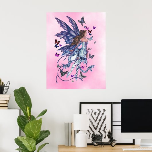 Vliegende vaar in roze poster (Thuiskantoor)