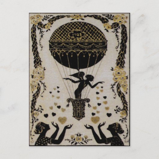 Vliegende Valentijns ~ Briefkaart Art Nouveau Fren (Voorkant)