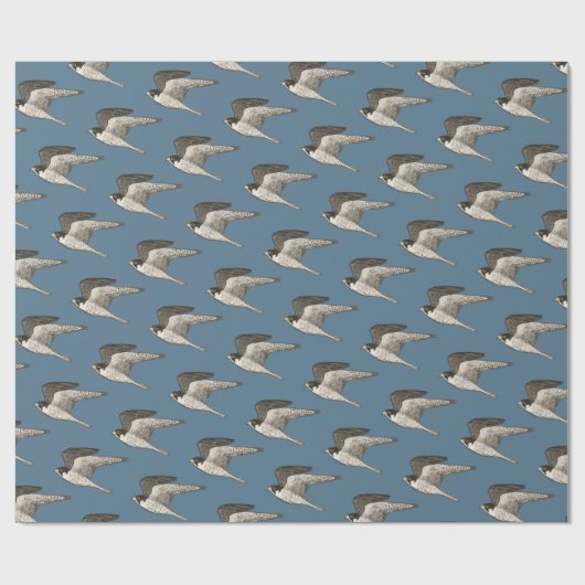 Vliegende valken op blauw verpakkingspapier cadeaupapier (Vlak)