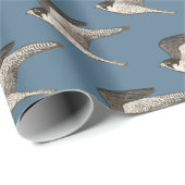 Vliegende valken op blauw verpakkingspapier cadeaupapier (Rol Hoek)
