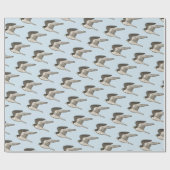 Vliegende valken op lichtblauw verpakkingspapier cadeaupapier (Vlak)