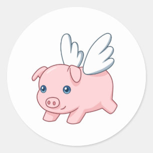 Vliegende Varken - Biggetje met Vleugels Ronde Sticker