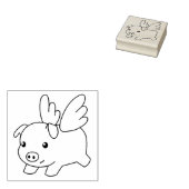 Vliegende varken, biggetje met vleugels rubberstempel (Gestempeld)