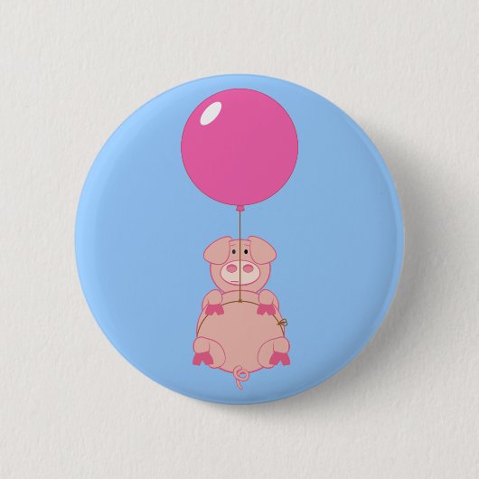 Vliegende varken en ballon ronde button 5,7 cm (Voorkant)