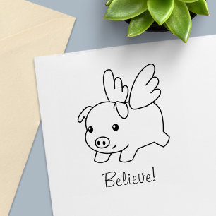 Vliegende varken - Geloof, biggetje met vleugels Zelfinktende Stempel