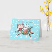 Vliegende varken Ik hou van je Cute Valentijnsdag Kaart (Gele Bloem)