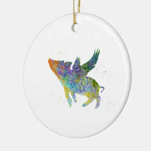 Vliegende Varken Keramisch Ornament