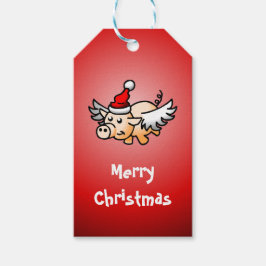 Vliegende Varken Kerst Cadeautag Cadeaulabel