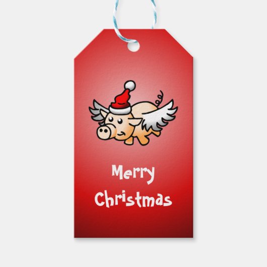 Vliegende Varken Kerst Cadeautag Cadeaulabel (Voorkant)