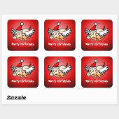 Vliegende Varken Kerst Klassieke Vierkante Sticker (Vel)