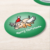 Vliegende Varken Kerst Papier Onderzetter (Gebogen)