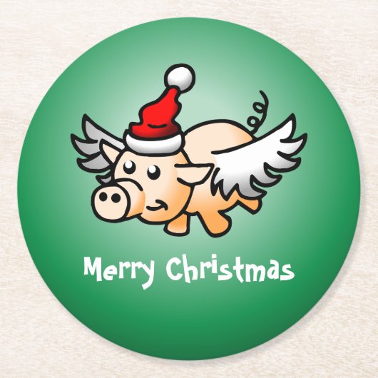 Vliegende Varken Kerst Papier Onderzetter (Voorkant)