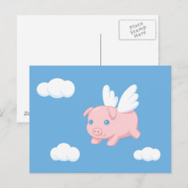 Vliegende Varken - Knuffel Biggetje met Vleugels Briefkaart