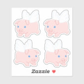 Vliegende varken - Kute biggetje met vleugels, set Sticker (Vel)