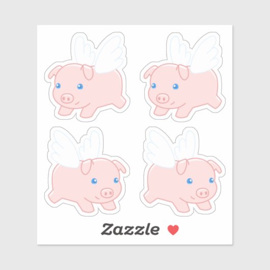 Vliegende varken - Kute biggetje met vleugels, set Sticker (Vel)