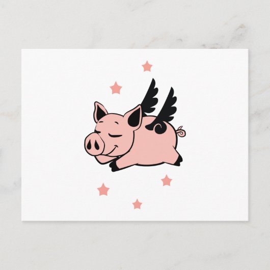 Vliegende varken met Angel Wings Fly Pigs Uitnodiging Briefkaart (Voorkant)