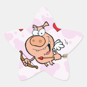 Vliegende Varken met Bow en Pijl Ster Sticker