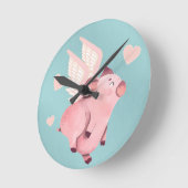 Vliegende varken met vleugels wanneer varkens Blau Ronde Klok (Hoek)