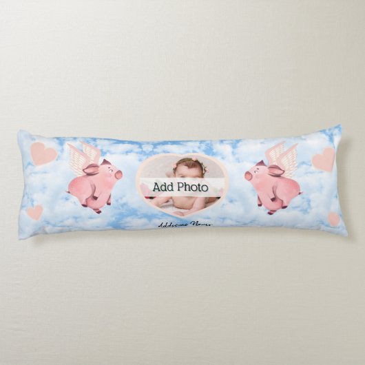 Vliegende varken met vleugels wanneer varkens vlie lichaamskussen (Achterkant)