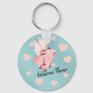 Vliegende varken met vleugels wanneer varkens vlie sleutelhanger