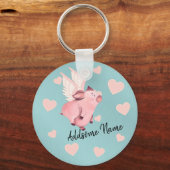 Vliegende varken met vleugels wanneer varkens vlie sleutelhanger (Voorkant)