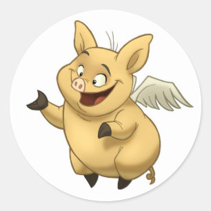 Vliegende varken ronde sticker