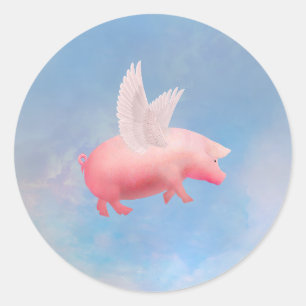 Vliegende varken ronde sticker