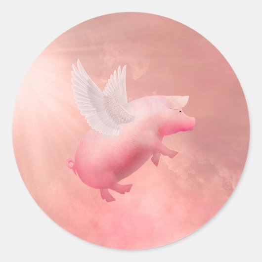 Vliegende varken ronde sticker (Voorkant)