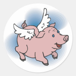 Vliegende varken ronde sticker