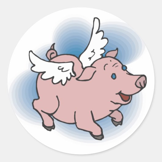 Vliegende varken ronde sticker (Voorkant)