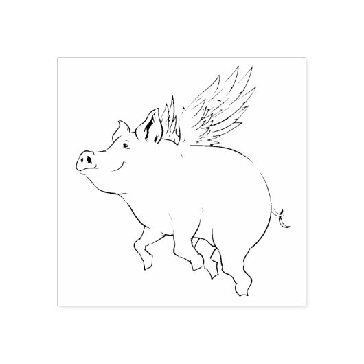 Vliegende varken rubberstempel (Afrduk)