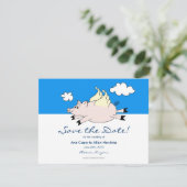 Vliegende Varken sparen de Datum Save The Date (Staand voorkant)