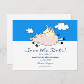 Vliegende Varken sparen de Datum Save The Date (Voorkant / Achterkant)