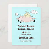 Vliegende Varken sparen de Datum, stevige rug Save The Date (Voorkant / Achterkant)