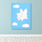 Vliegende varken - Stomme biggetjes met vleugels Canvas Afdruk (Insitu (Houten vloer))