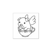 Vliegende varken - Varkensgier met vleugels in een Rubberstempel (Afrduk)