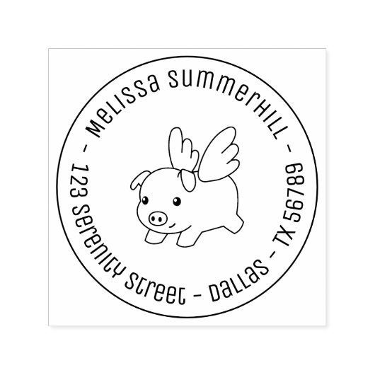 Vliegende Varken - Varkensspijn met het Ronde Adre Zelfinktende Stempel (Design)