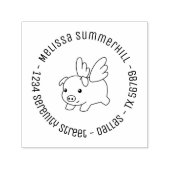 Vliegende Varken - Varkensspijn met Wings Ronde Ad Zelfinktende Stempel (Design)