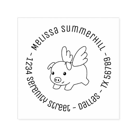 Vliegende Varken - Varkensspijn met Wings Ronde Ad Zelfinktende Stempel (Design)