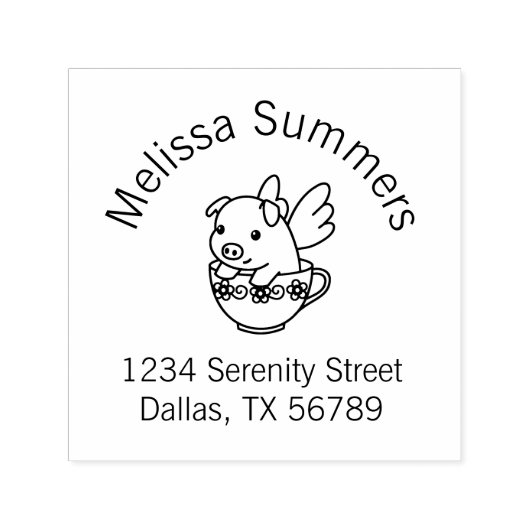 Vliegende varken - Varkenszool met vleugels in een Zelfinktende Stempel (Design)