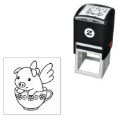 Vliegende varken - Varkenszool met vleugels in een Zelfinktende Stempel (In situ)